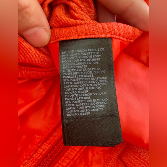 The North Face Bright Orange Quilted Puffer Vest Stretch Sides Hooded XS - Picture 11 of 11